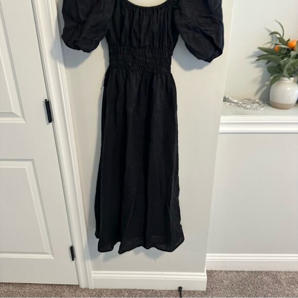 Tuckernuck Faithfull The Brand Black Linen Black Puff Sleeve Maxi Dress 4 - Picture 7 of 14